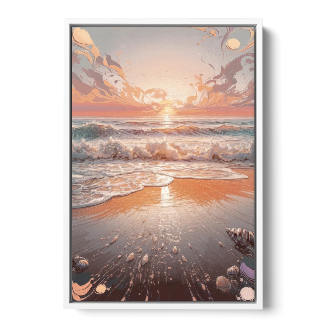 Dunedin Coastal Sunrise - White Framed Canvas Wall Art - Front