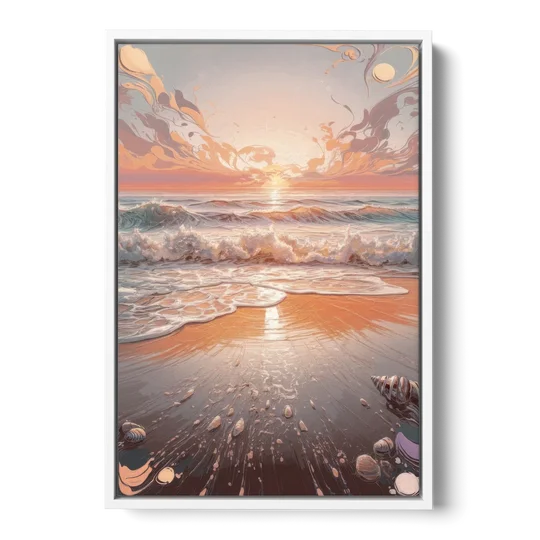 Dunedin Coastal Sunrise - White Framed Canvas Wall Art - Front
