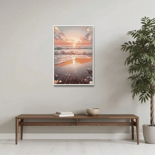 Dunedin Coastal Sunrise - White Framed Canvas Wall Art - Coffee Table - 24x36