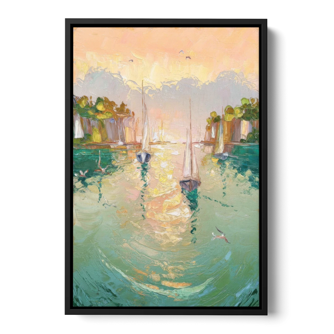 Dunedin Harbor View - Black Framed Canvas Wall Art - Front