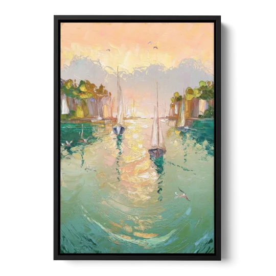 Dunedin Harbor View - Black Framed Canvas Wall Art - Front
