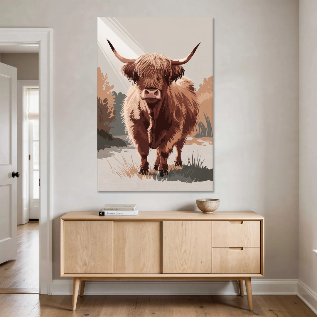 Highland Cows Charm - Canvas Wall Art - Coffee Table - 40x60