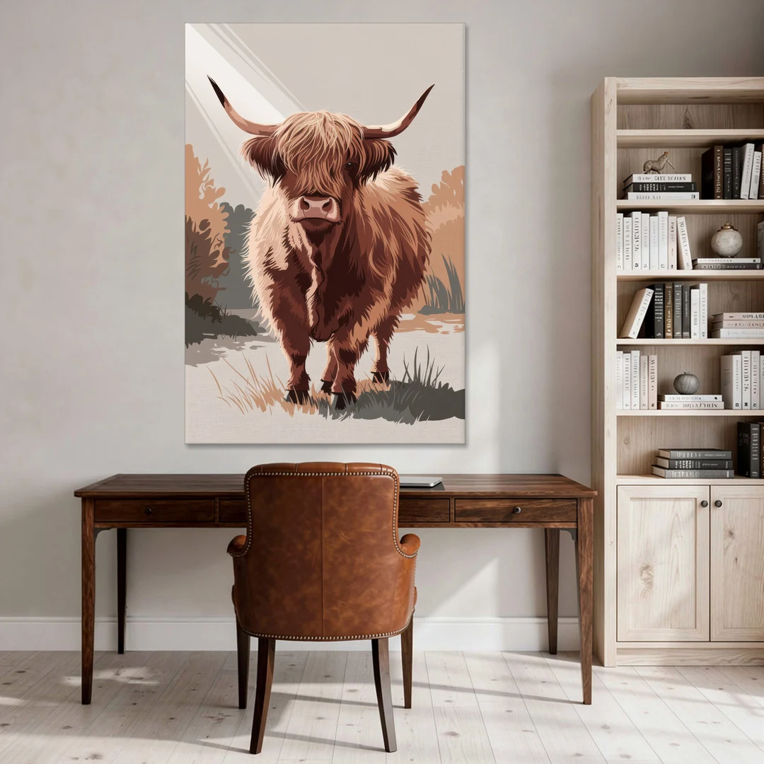 Highland Cows Charm - Canvas Wall Art - Office - 40x60