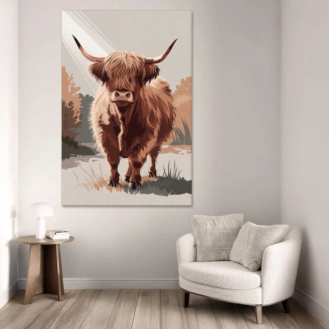Highland Cows Charm - Canvas Wall Art - Sofa - 40x60