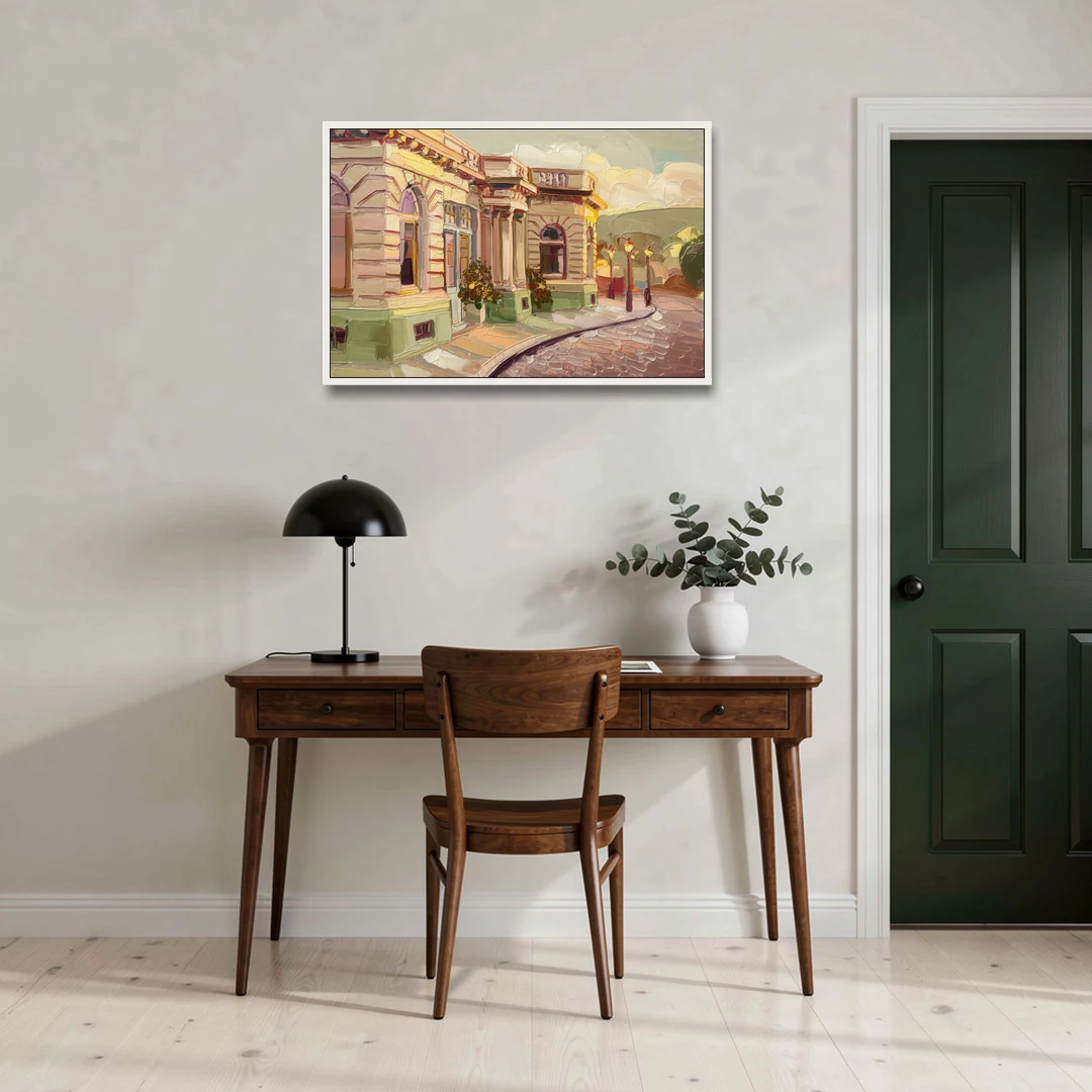 Dunedin Historic Architecture - White Framed Canvas Wall Art - Office - 36x24