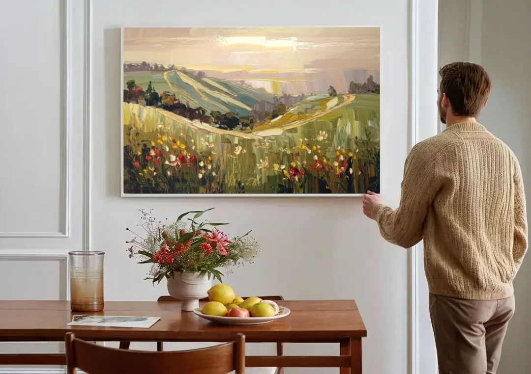 Dunedin Scenic Hills canvas wall art above a dining table