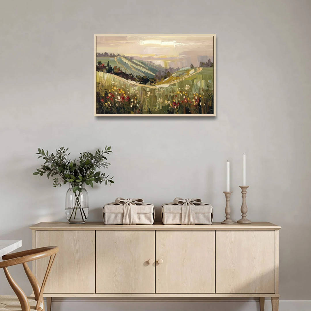 Dunedin Scenic Hills - Oak Framed Canvas Wall Art - Coffee Table - 36x24