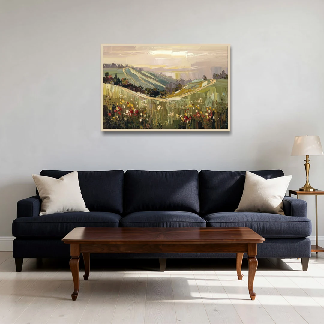 Dunedin Scenic Hills - Oak Framed Canvas Wall Art - Sofa - 36x24