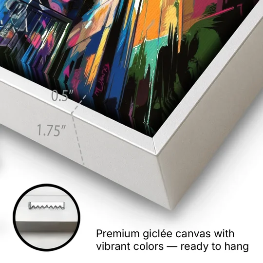 Dunedin Street Art Vibes - White Framed Canvas Wall Art - Gallery Wrap Corner