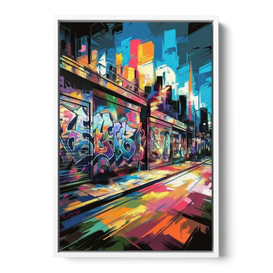 Dunedin Street Art Vibes - White Framed Canvas Wall Art - Front
