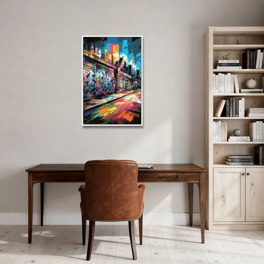 Dunedin Street Art Vibes - White Framed Canvas Wall Art - Office - 24x36