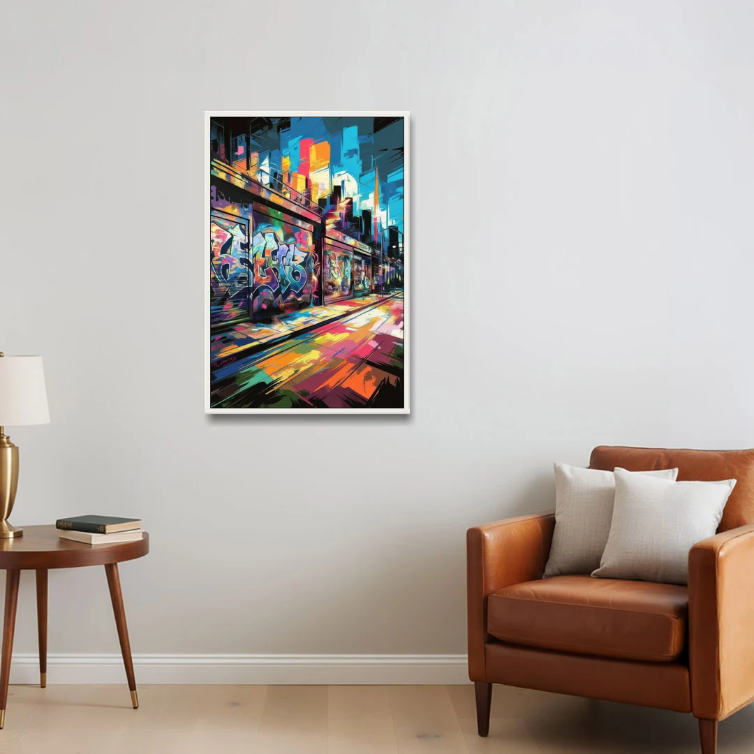 Dunedin Street Art Vibes - White Framed Canvas Wall Art - Sofa - 24x36