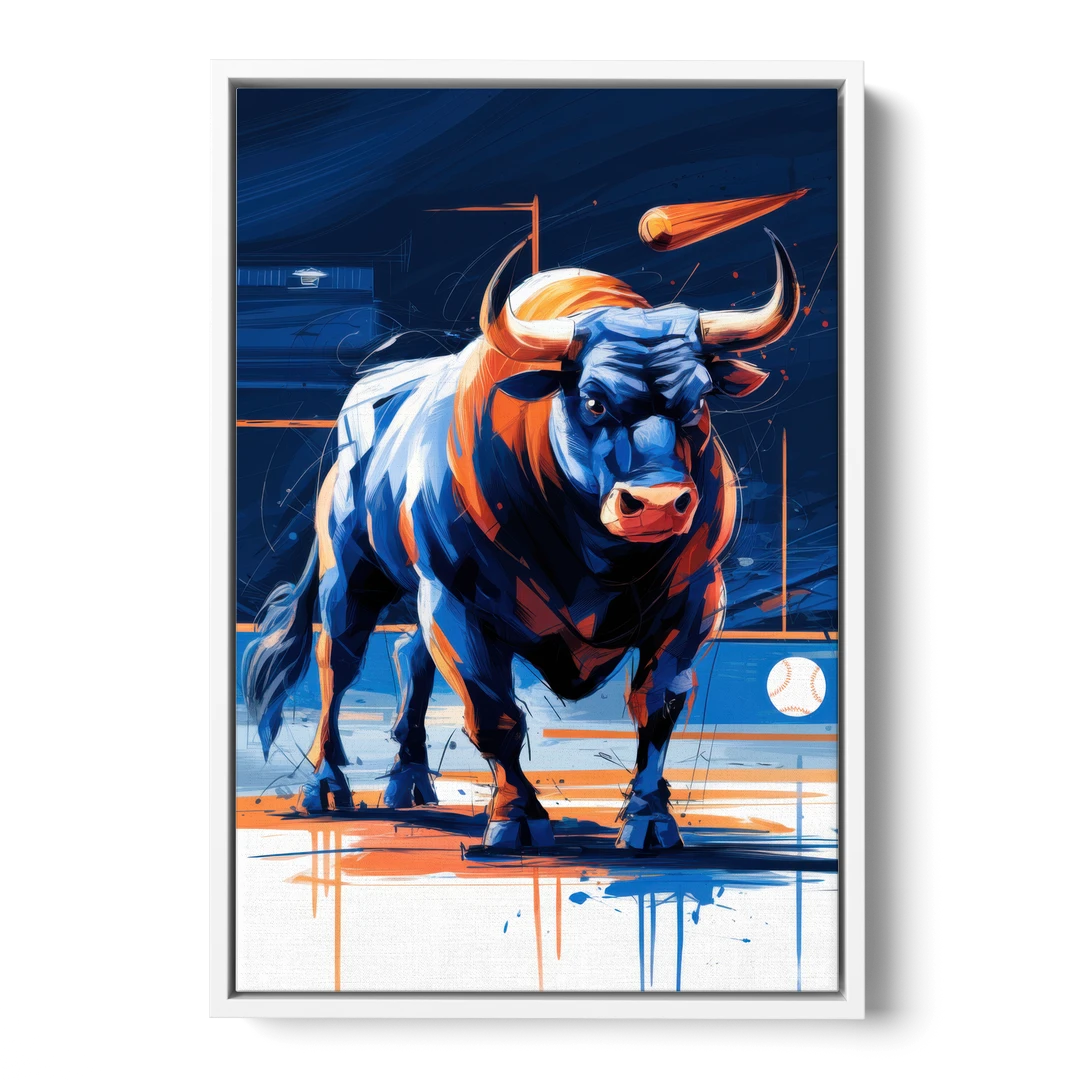 Durham Bulls Baseball Tribute - White Framed Canvas Wall Art - Front