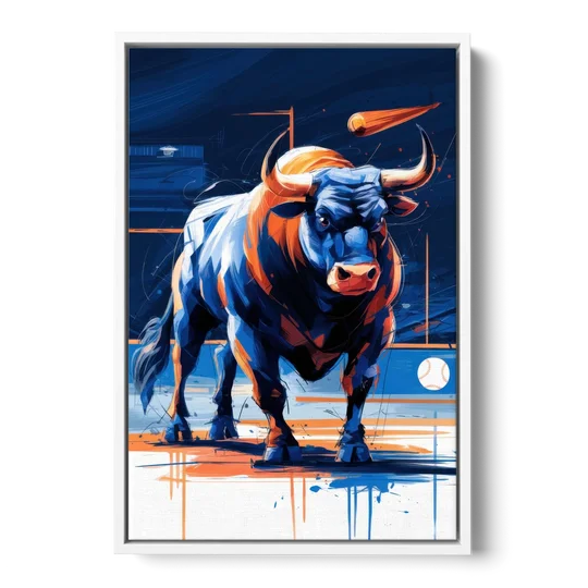 Durham Bulls Baseball Tribute - White Framed Canvas Wall Art - Front