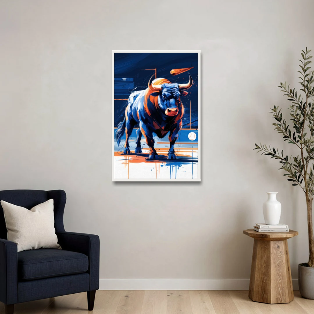 Durham Bulls Baseball Tribute - White Framed Canvas Wall Art - Sofa - 24x36