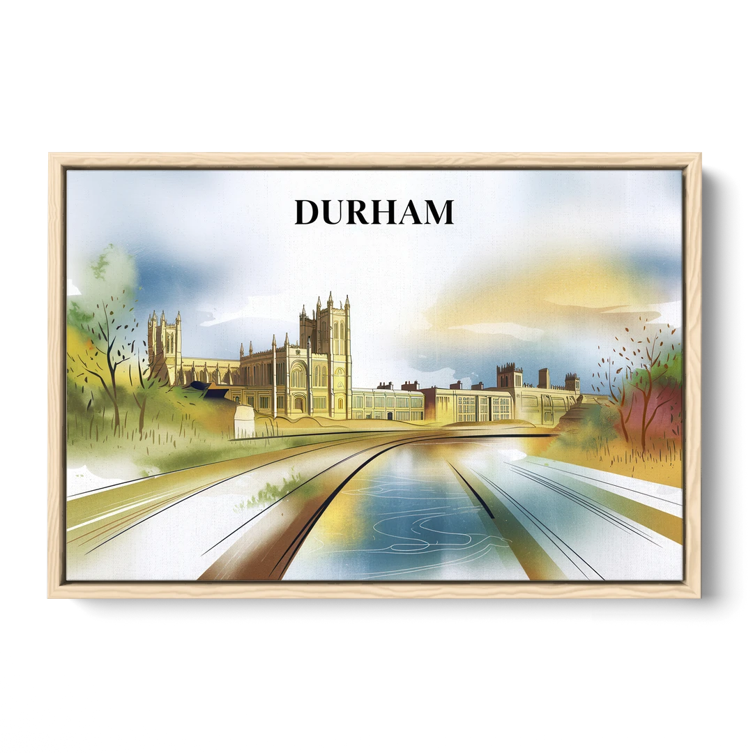 Durham Cultural Landmarks - Oak Framed Canvas Wall Art - Front