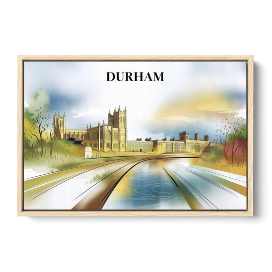 Durham Cultural Landmarks - Oak Framed Canvas Wall Art - Front