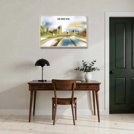 Durham Cultural Landmarks - Oak Framed Canvas Wall Art - Office - 36x24