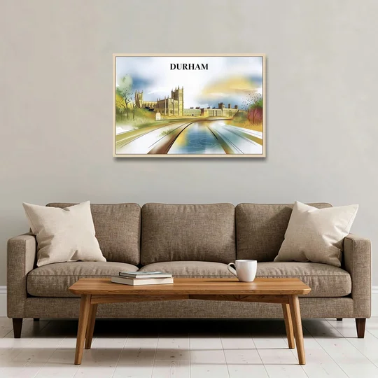 Durham Cultural Landmarks - Oak Framed Canvas Wall Art - Sofa - 36x24