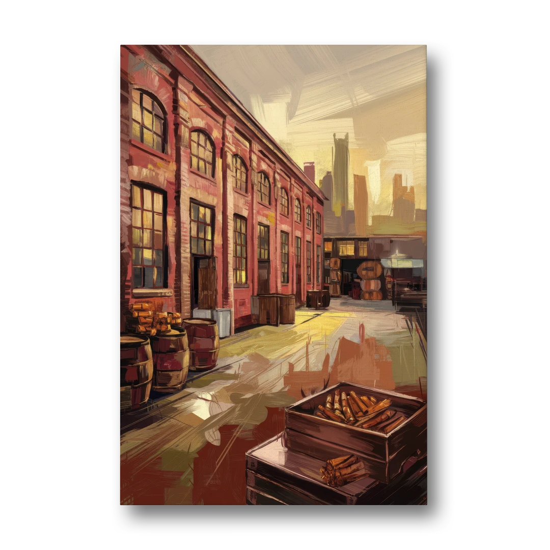 Durham Tobacco Warehouse Charm - Canvas Wall Art - Front