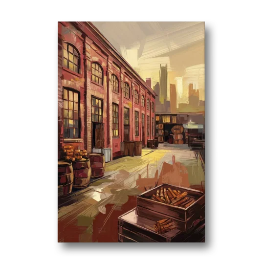 Durham Tobacco Warehouse Charm - Canvas Wall Art - Front