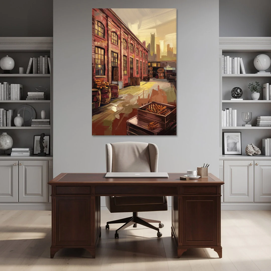 Durham Tobacco Warehouse Charm - Canvas Wall Art - Office - 40x60