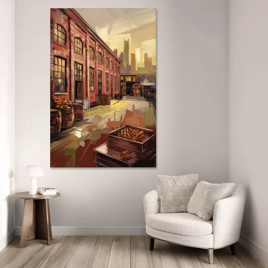 Durham Tobacco Warehouse Charm - Canvas Wall Art - Sofa - 40x60