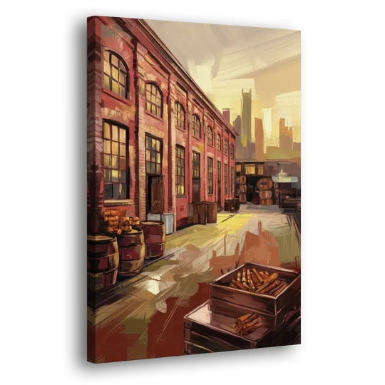 Durham Tobacco Warehouse Charm - Canvas Wall Art - Side