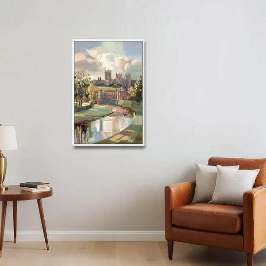 Durham University Aesthetic - White Framed Canvas Wall Art - Sofa - 24x36