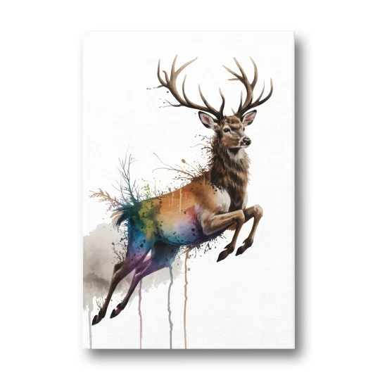 Dynamic Deer Leap - Canvas Wall Art - Front