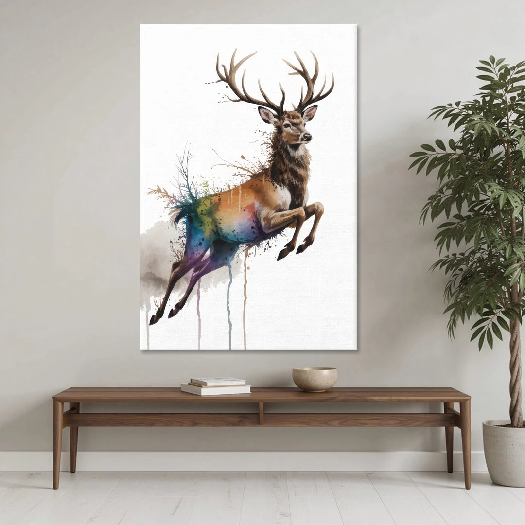 Dynamic Deer Leap - Canvas Wall Art - Coffee Table - 40x60