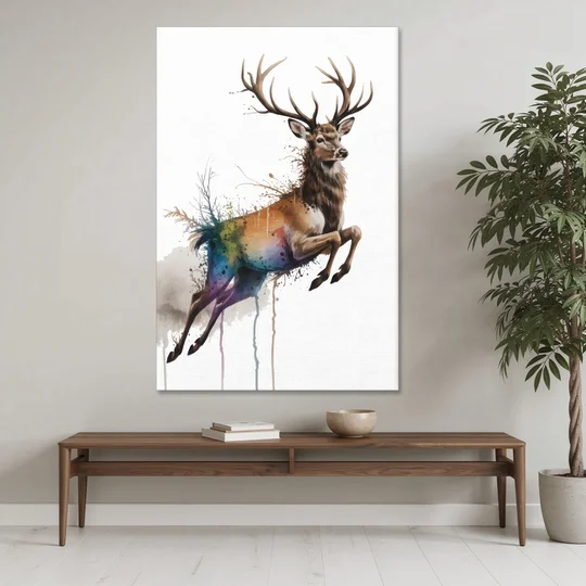 Dynamic Deer Leap - Canvas Wall Art - Coffee Table - 40x60