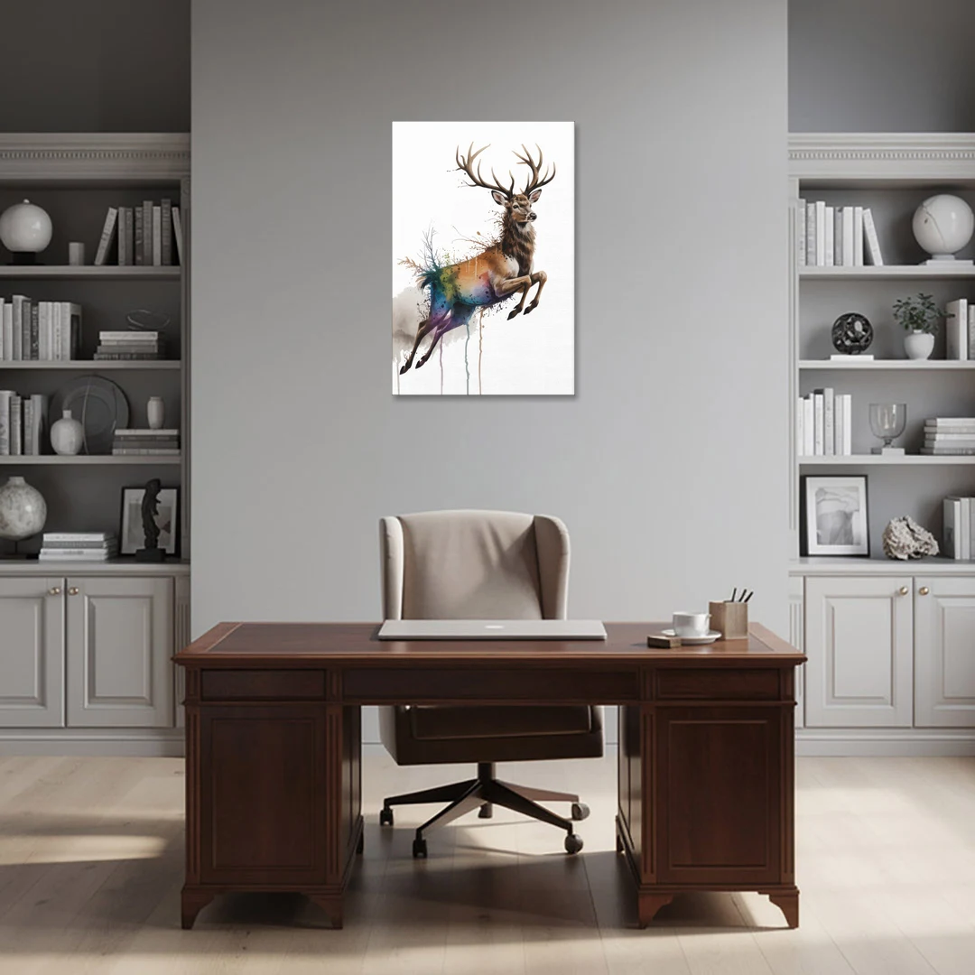 Dynamic Deer Leap - Canvas Wall Art - Office - 24x36