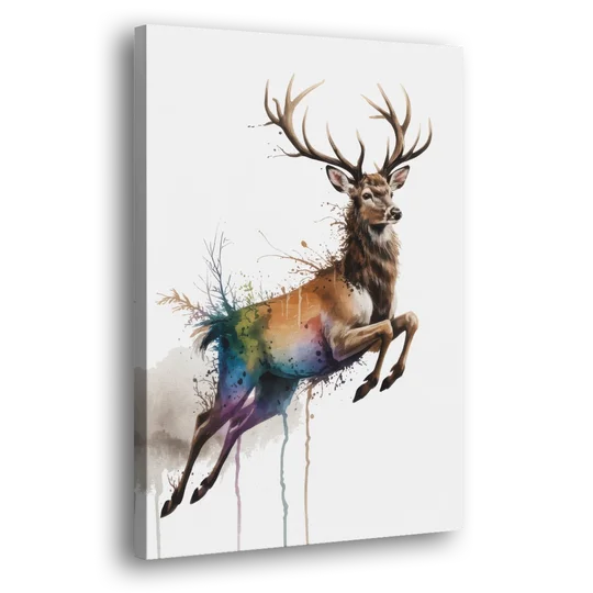 Dynamic Deer Leap - Canvas Wall Art - Side