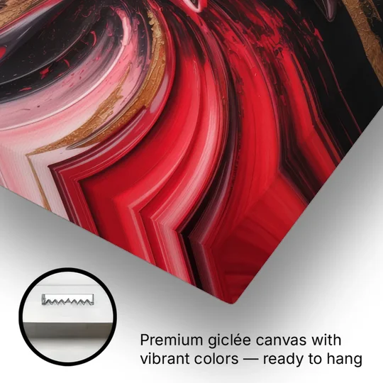 Dynamic Swirl Red Abstract - Canvas Wall Art - Gallery Wrap Corner