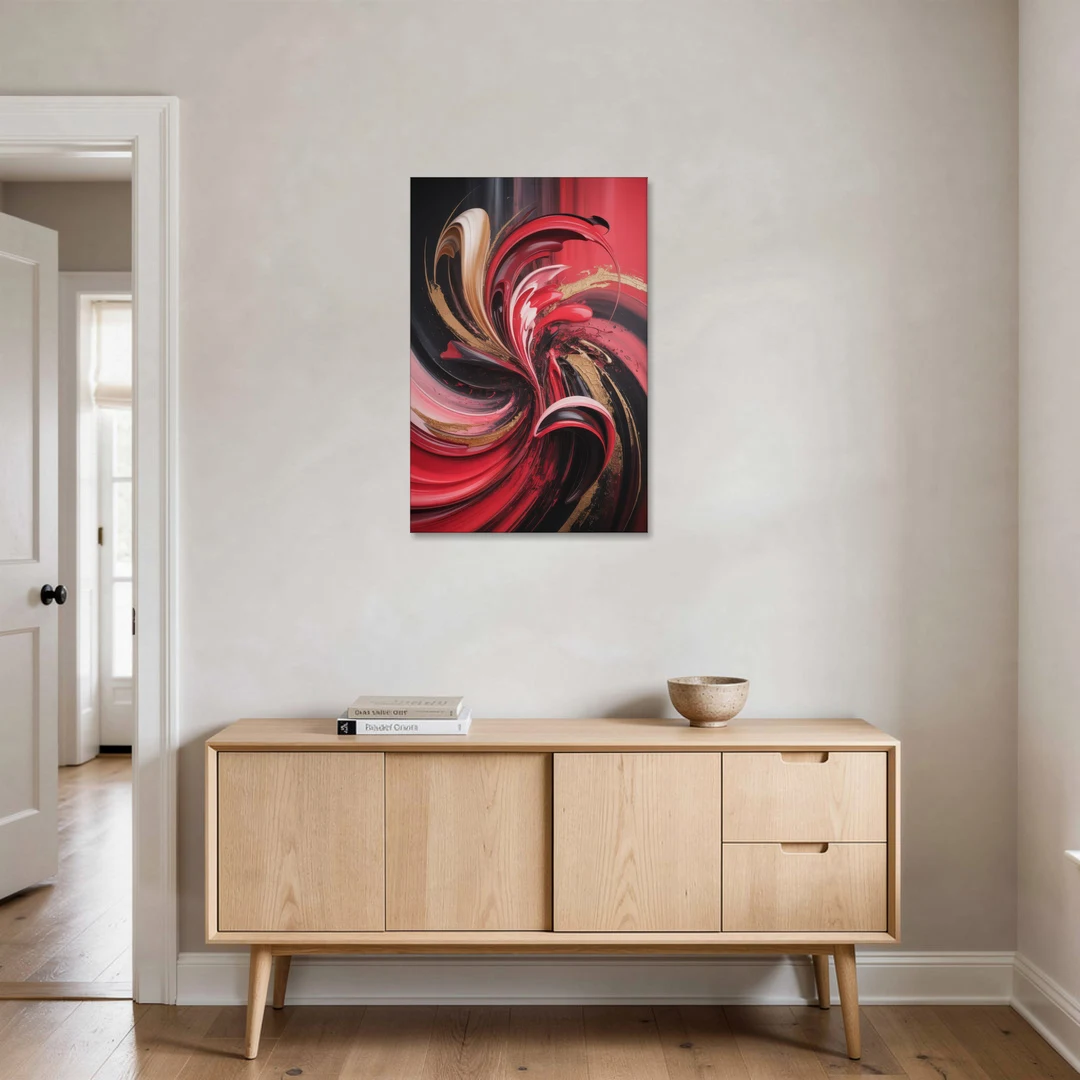 Dynamic Swirl Red Abstract - Canvas Wall Art - Coffee Table - 24x36