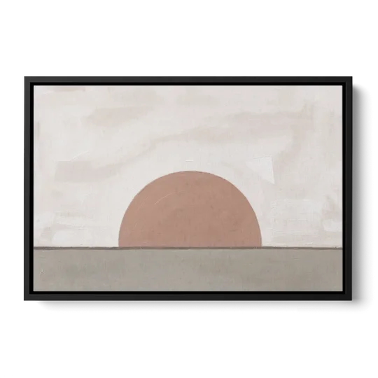 Earth Tone Abstract Art with Adobe Rose Half Sun - Black Framed Canvas Wall Art - Front