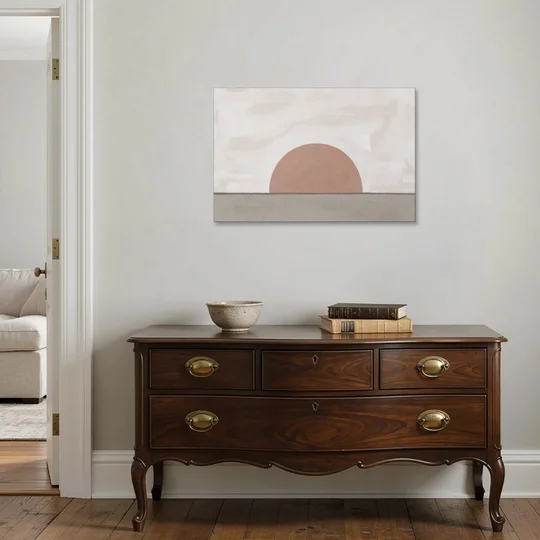 Earth Tone Abstract Art with Adobe Rose Half Sun - Canvas Wall Art - Coffee Table - 36x24