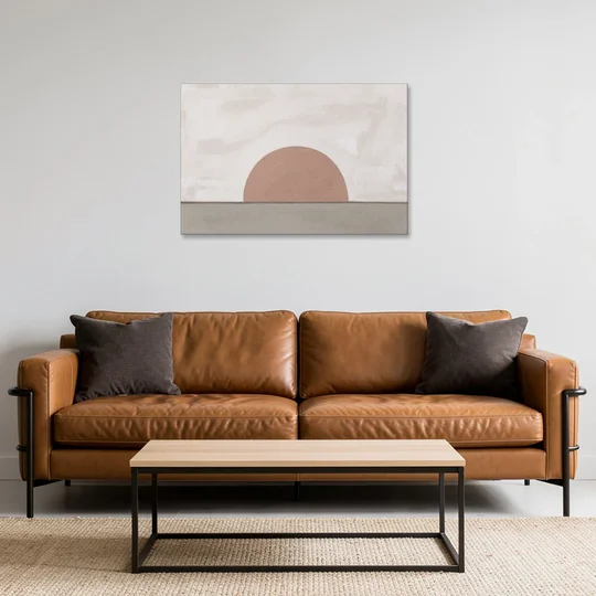 Earth Tone Abstract Art with Adobe Rose Half Sun - Canvas Wall Art - Sofa - 36x24