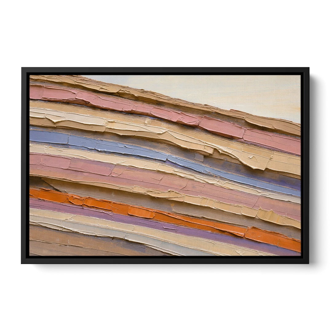 Earth Tone Abstract Eroded Canyon Strata - Black Framed Canvas Wall Art - Front