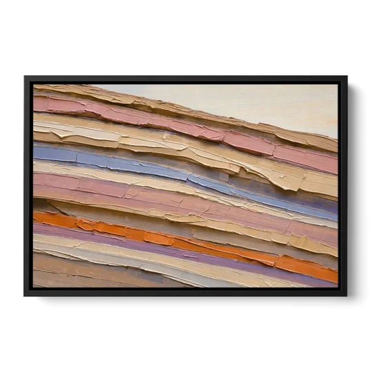 Earth Tone Abstract Eroded Canyon Strata - Black Framed Canvas Wall Art - Front
