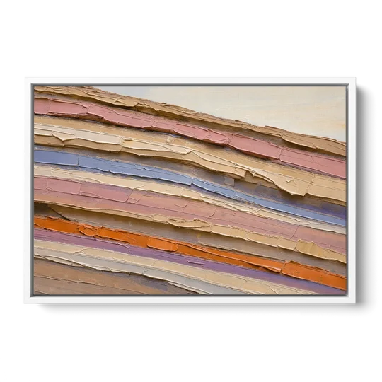 Earth Tone Abstract Eroded Canyon Strata - White Framed Canvas Wall Art - Front