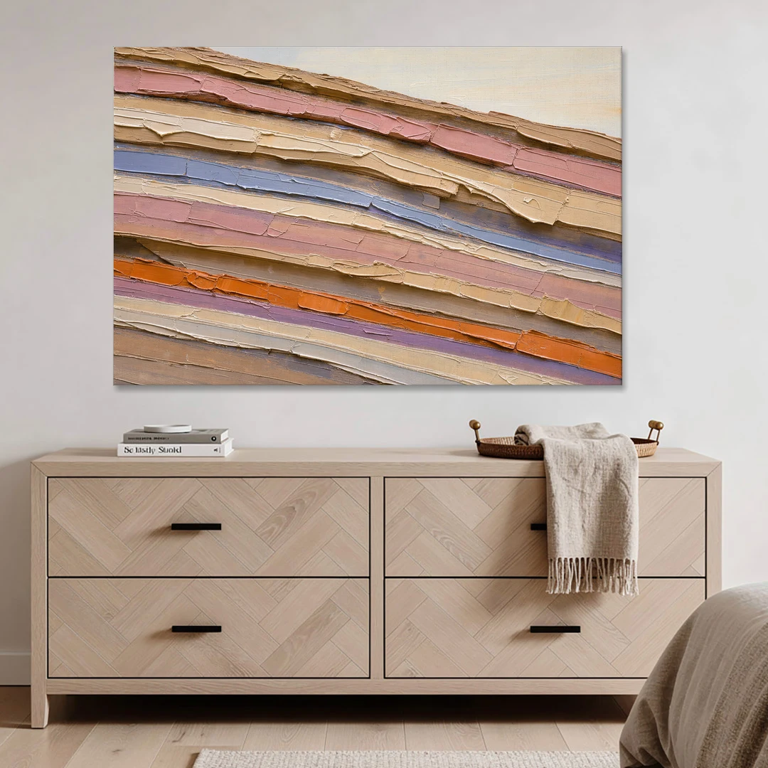 Earth Tone Abstract Eroded Canyon Strata - Canvas Wall Art - Coffee Table - 60x40