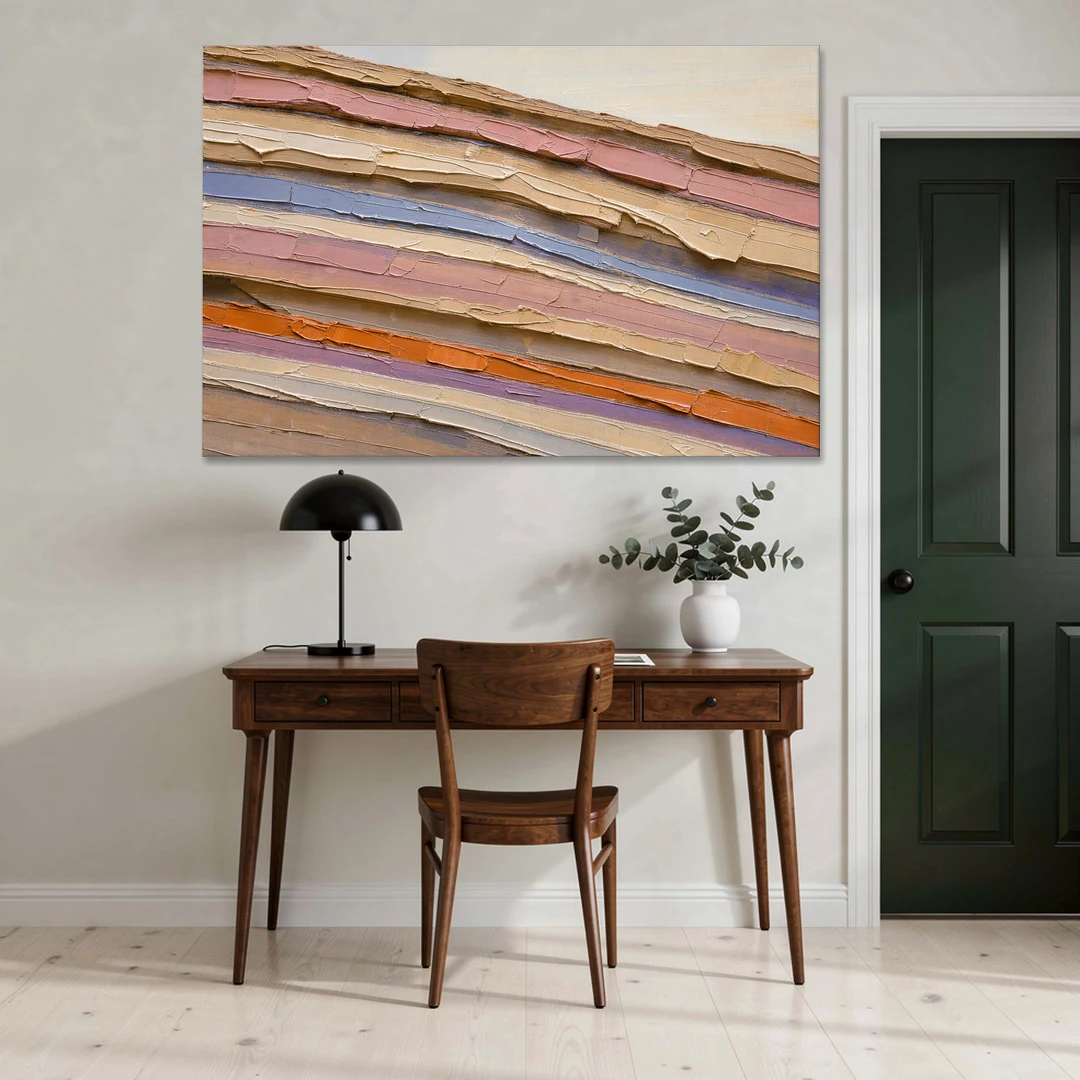 Earth Tone Abstract Eroded Canyon Strata - Canvas Wall Art - Office - 60x40