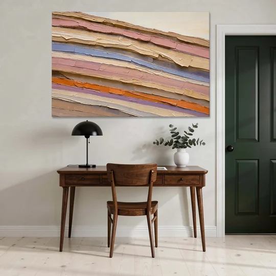 Earth Tone Abstract Eroded Canyon Strata - Canvas Wall Art - Office - 60x40