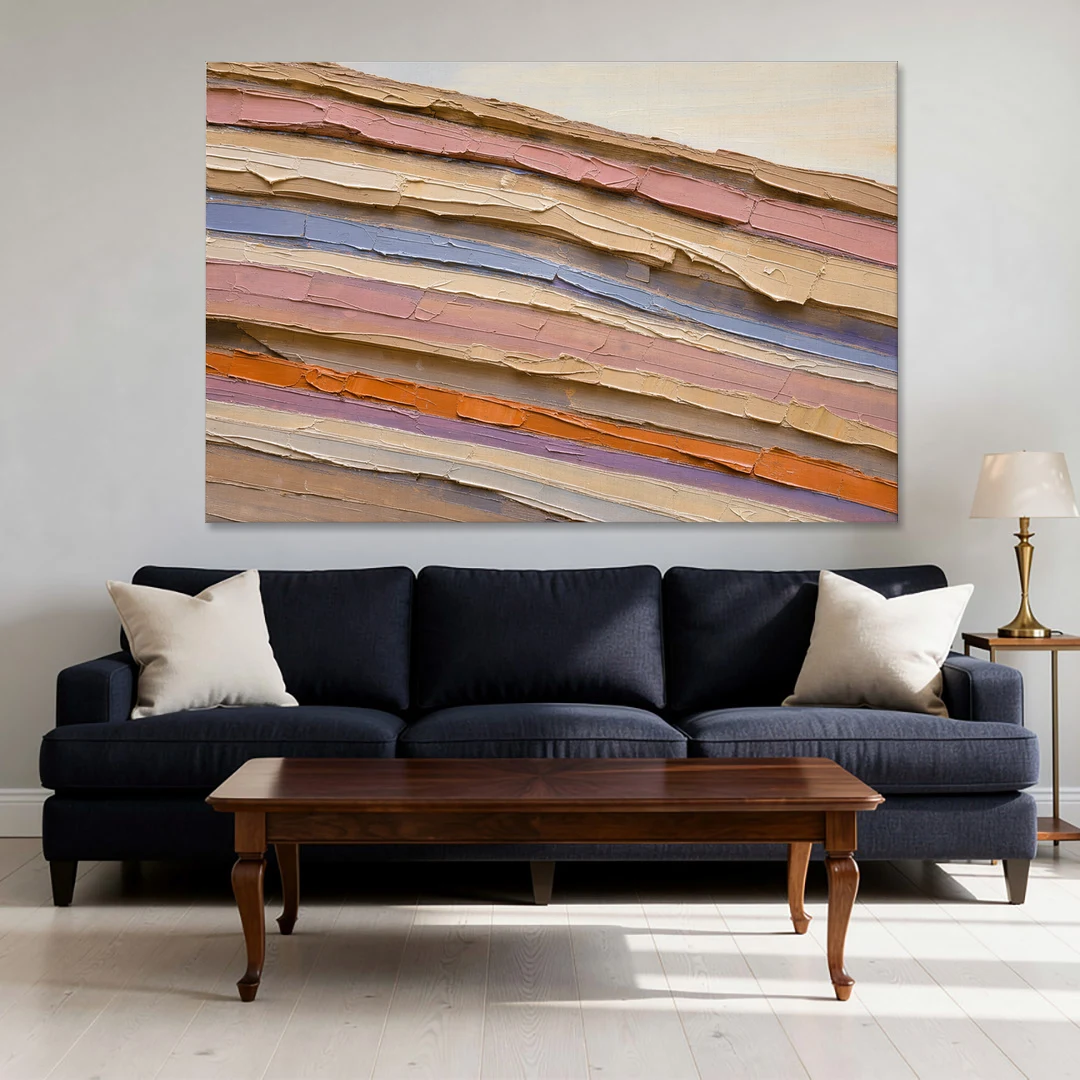 Earth Tone Abstract Eroded Canyon Strata - Canvas Wall Art - Sofa - 60x40