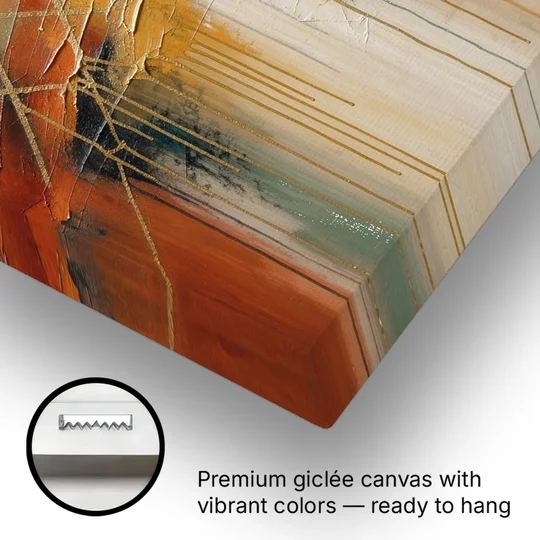 Earth Tone Abstract Painting of a Melting Lattice - Canvas Wall Art - Gallery Wrap Corner