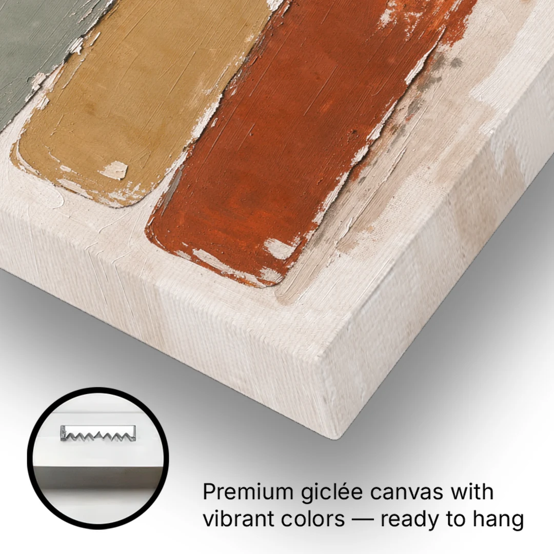 Earthy Abstract Painting with Blush Pebble - Canvas Wall Art - Gallery Wrap Corner