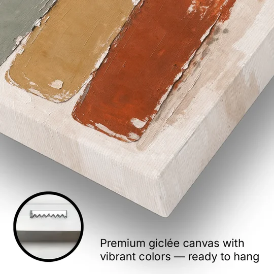 Earthy Abstract Painting with Blush Pebble - Canvas Wall Art - Gallery Wrap Corner