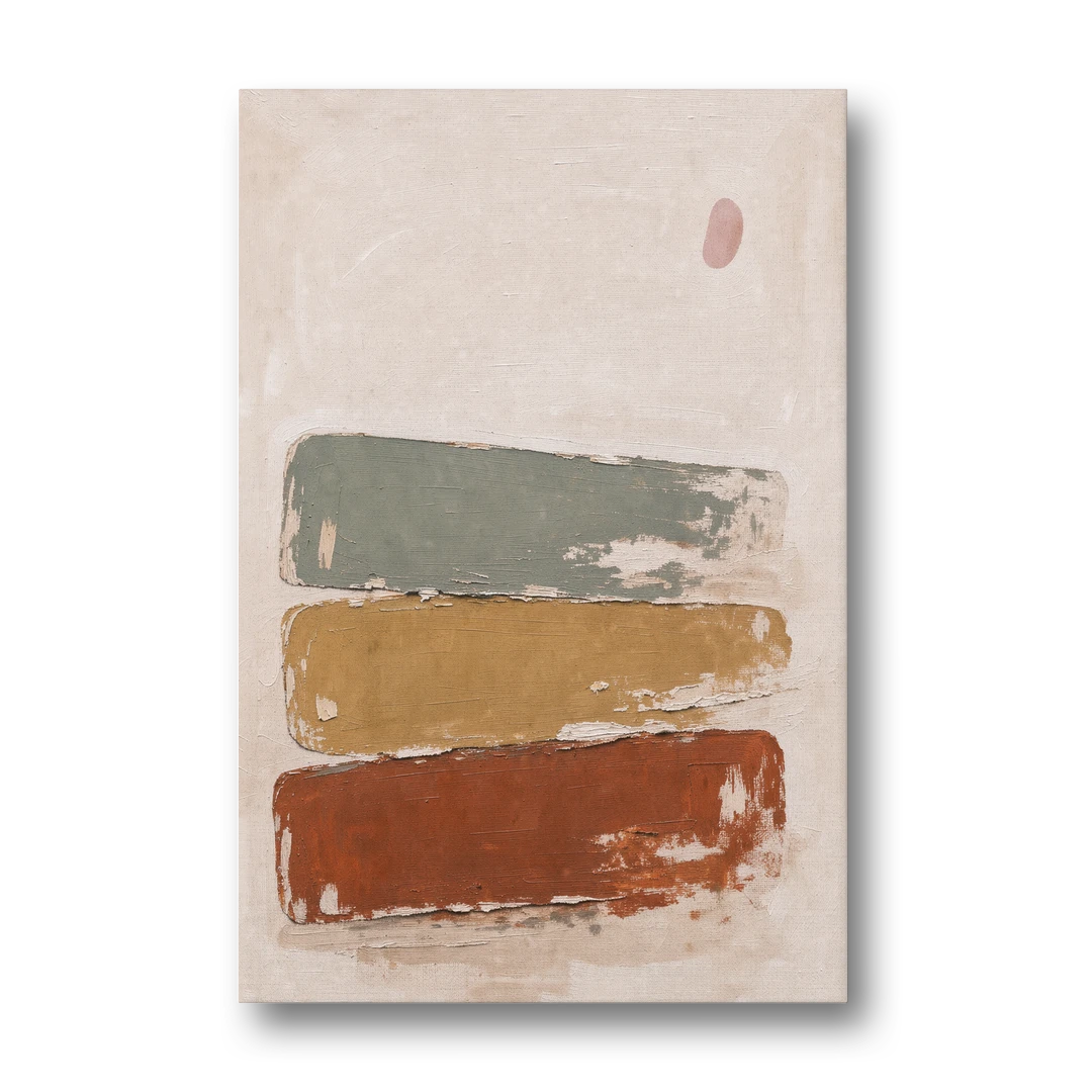 Earthy Abstract Painting with Blush Pebble - Canvas Wall Art - Front
